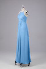 Evening Dresses Sale, Elegant Halter Keyhole Chiffon Bridesmaid Dresses