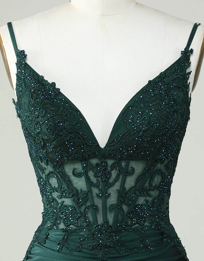 Bridesmaid Dresses Online, Spaghetti Straps Dark Green Short Tight Homecoming Party Dress