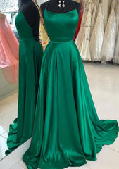 Prom Dress Off Shoulder, A-line Bateau Spaghetti Straps Sweep Train Charmeuse Prom Dress