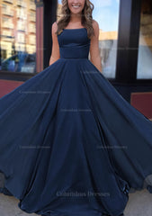 Prom Dresses Store, A-line Bateau Spaghetti Straps Sweep Train Chiffon Prom Dress