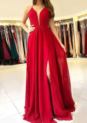 Bridesmaid Dress Modest, A-line/Princess Scalloped Neck Sleeveless Long/Floor-Length Chiffon Prom Dress With Split