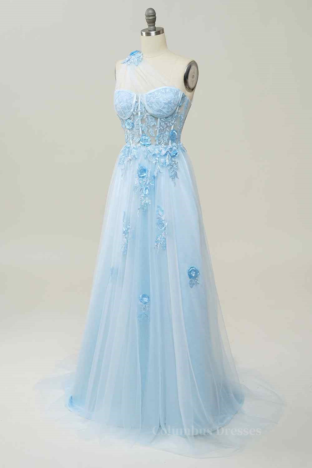 Bridesmaid Dresses Color Palettes, A-line Strapless Tulle Applique Long Prom Dress