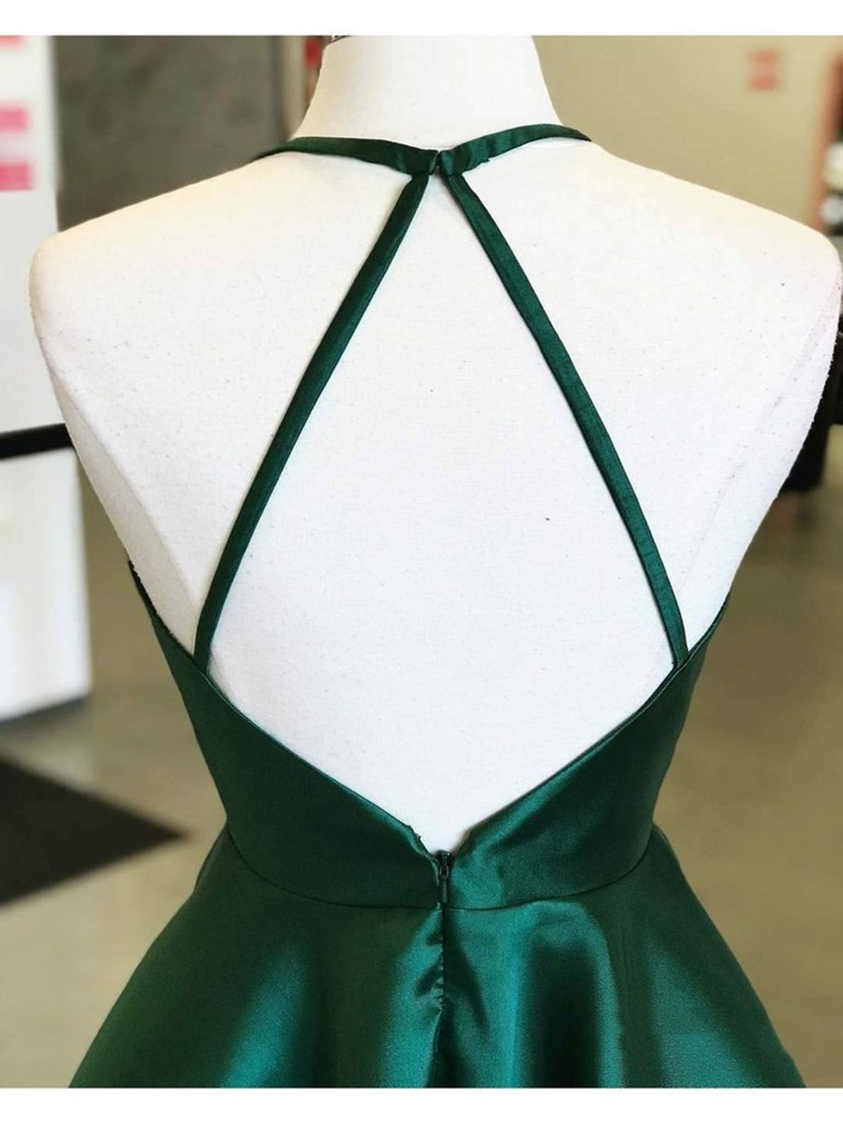 Party Dress Vintage, Backless Dark Green Short Prom Dresses, Short Dark Green Formal Homecoming Dresses