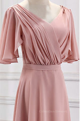 Formal Dress, Blush Pink Chiffon Long Mismatch Bridesmaid Dresses