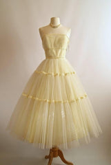 Prom Dresses Corset, Vintage Yellow Dress, Homecoming Dress