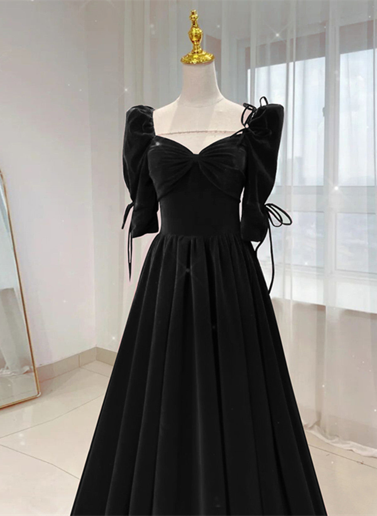 Wedding Dresses Mermaid, Charming A-line Velvet Long Party Dress, A-line Floor Length Wedding Party Dress