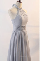 Classy Dress, Grey Chiffon Long Mismatched Bridesmaid Dresses