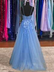 Light Blue Girls Formal Dress A line Long Party Prom Dresses