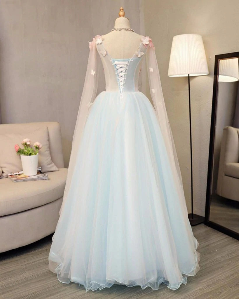 Homecoming Dresses Formal, Light Blue Long Formal Dress Party Dresses, Unique Blue Prom Dress Gown