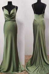 Bridesmaid Dresses Mismatched Spring, Oliver Green Cowl Neck Trumpet Long Prom Dress,Sheath Gala Dresses