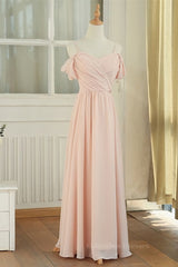 Prom Dresses Bodycon, Peach Chiffon Long Mismatched Bridesmaid Dresses