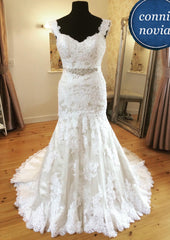 Wedding Dresses Cheap, 2024 Mermaid Ivory Lace Sweetheart With Straps Wedding Dresses