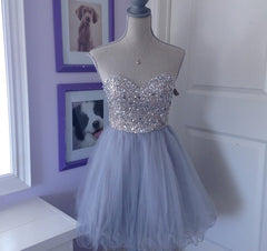 Black Dress Classy, Sweeetheart Tulle Beaded Short Sweet 16 Homecoming Dresses