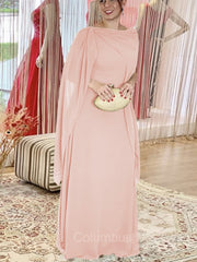 Bridesmaids Dresses Modest, Sheath/Column Scoop Floor-Length Chiffon Mother of the Bride Dresses With Ruffles