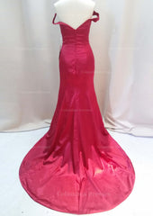 Evening Dress Vintage, Sheath/Column Sleeveless Sweetheart Sweep Train Elastic Satin Prom Dress