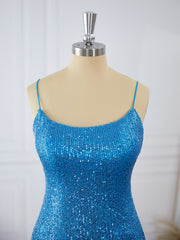 Prom Dresses Patterned, Sheath Spaghetti Straps Sequin Short/Mini Dress