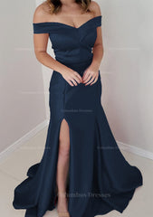 Prom Look, Trumpet/Mermaid Off-the-Shoulder Sleeveless Satin Long/Floor-Length Prom Dress